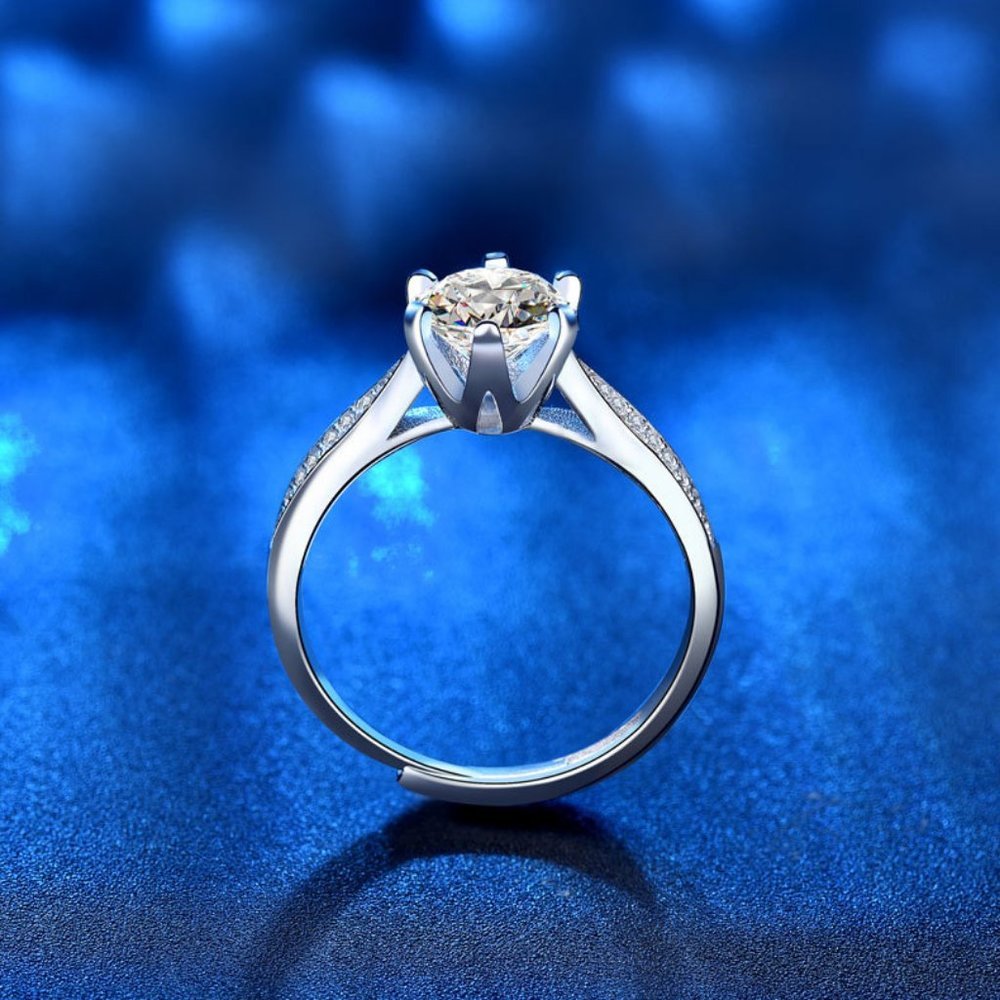 Certified 2ct. t.w. Diamond Moissanite Solitaire Engagement Ring NEW J - Picture 4 of 8